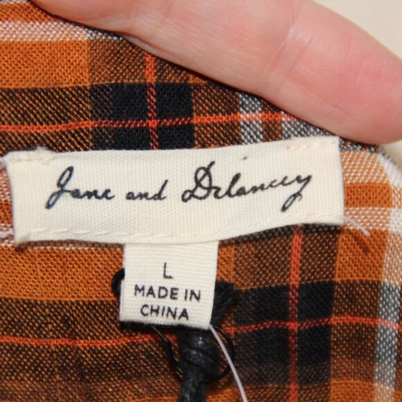 JANE + DELANEY Oversized Plaid Button Down Top Size Large NWT - Picture 10 of 11